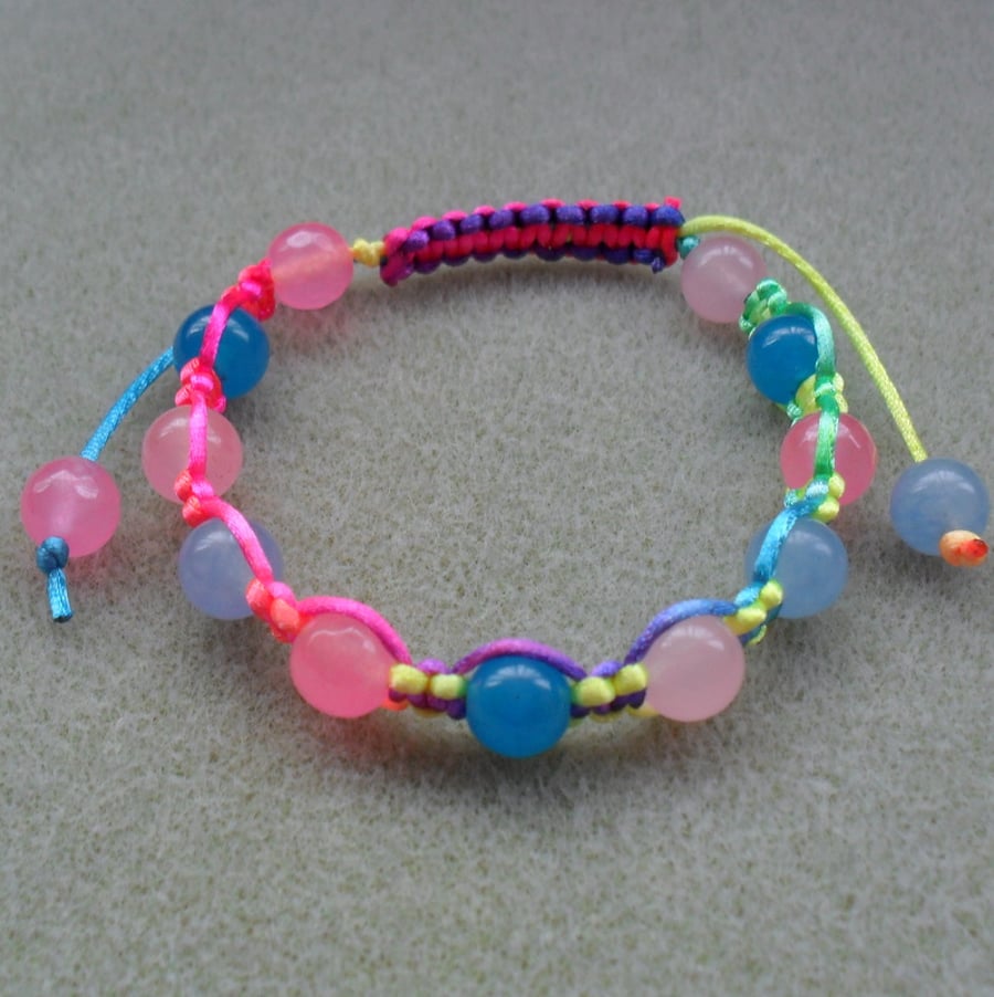 Multi Coloured Rainbow Macrame Bracelet