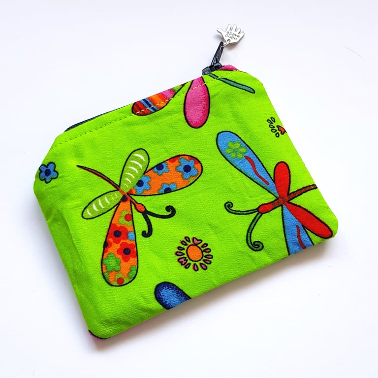 Bright Dragonfly Zip Pouch - Small Zipper Bag for Everyday Essentials