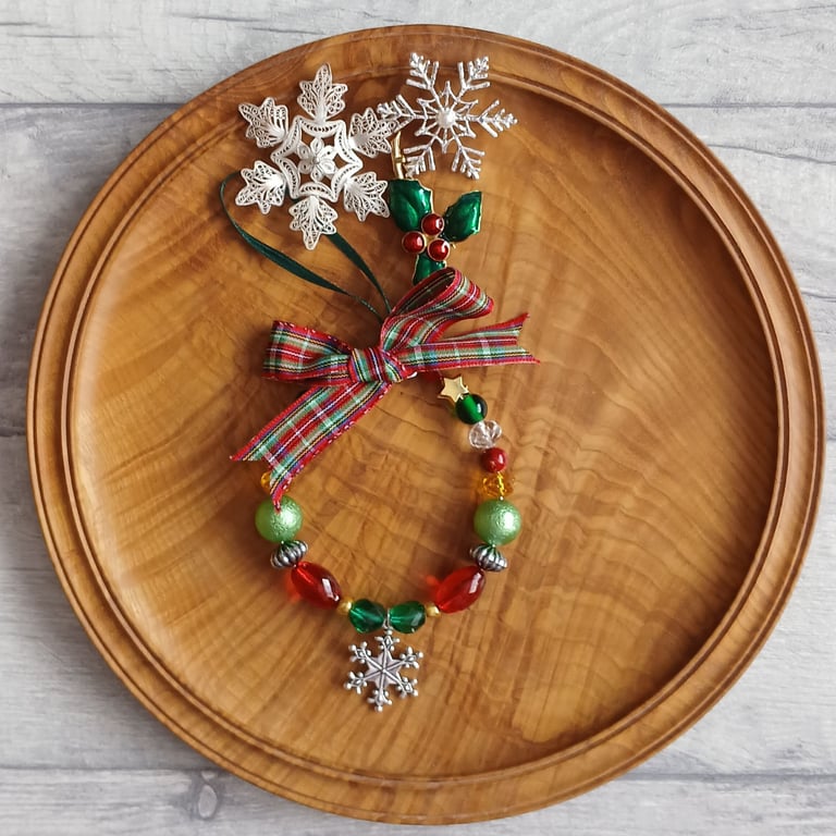 Beaded Ring Christmas Tree Decoration, Christmas Decoration