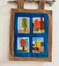 Abstract trees embroidered textile hanging 