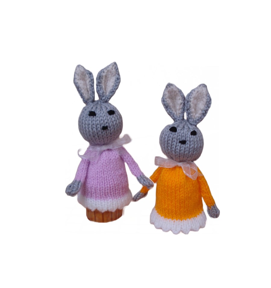 Pair Of Egg Cosy Bunny Rabbits Ready For Breakfast Orange And Lilac (R905)