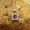 Tiny square Amethyst Pendant necklace. Purple minimalist February birthstone