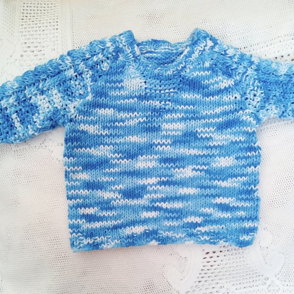 Knitted Cotton Jumper with Neck and Sleeves Detail Pattern, Baby Shower Gift
