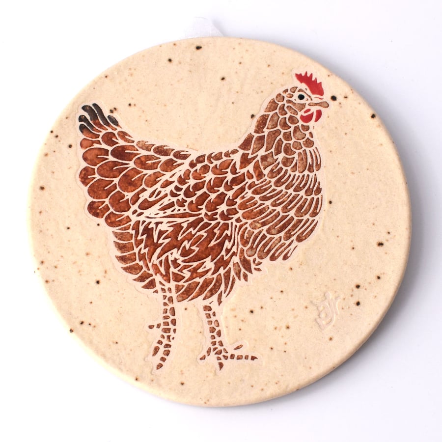 A65 Wall plaque coaster hen chicken (Free UK postage)