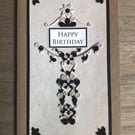 Quilled black and white birthday card
