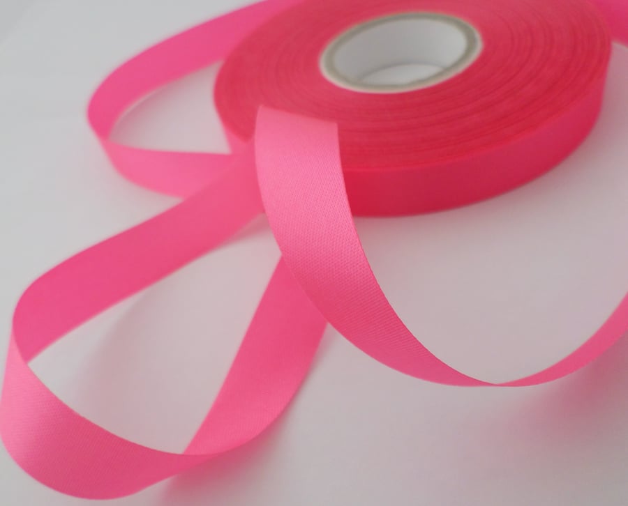 5 metres hot pink satin acetate ribbon 15mm 
