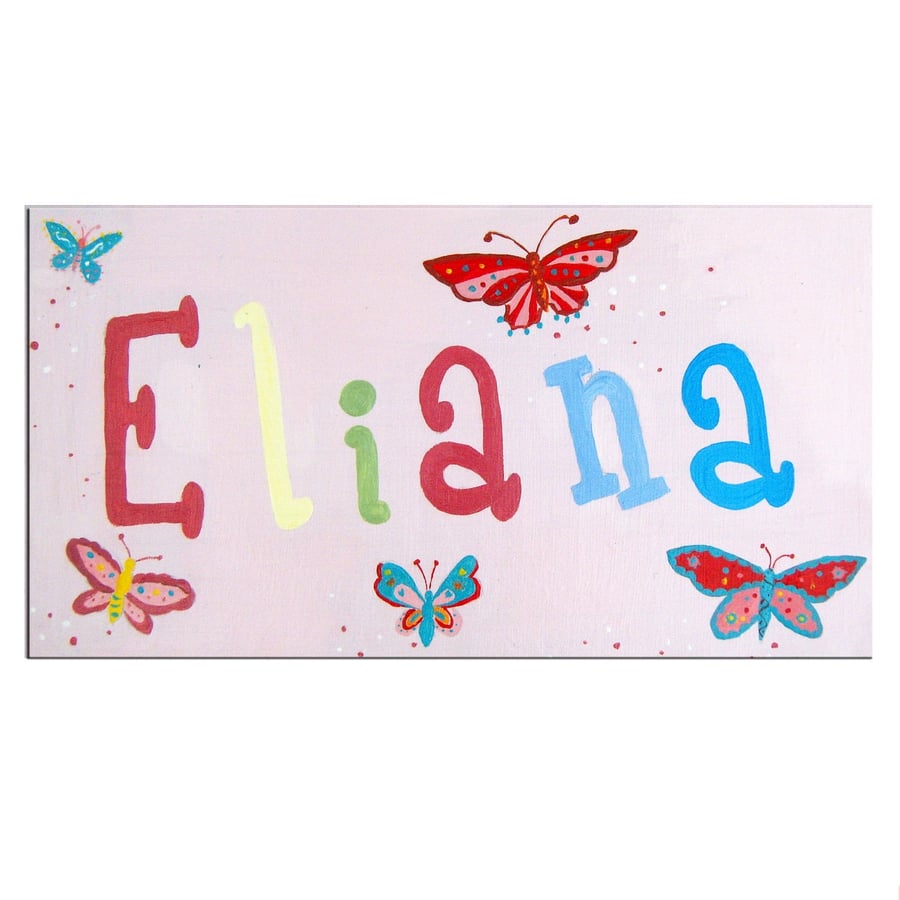 Butterfly Personalised Door Sign, Girls Nursery Decor, Butterfly Door Plaque