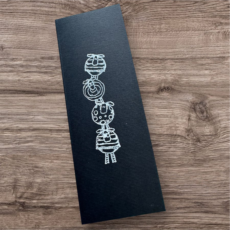 Birthday card, unisex, blank, black and white, cute funny sheep. 