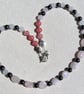 SALE Rose Quartz & Black Hematite Gemstone Statement Beaded Gothic Necklace - Image 3