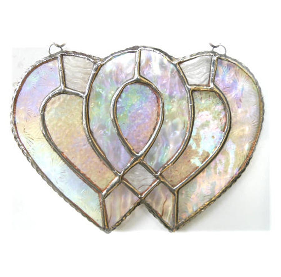 Entwined Heart Suncatcher Stained Glass Silver 25th Wedding 031