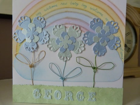 New Baby Boy Personalised Rainbow card