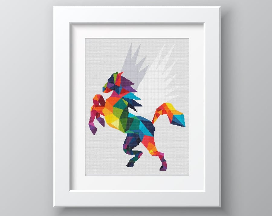 137 - Rainbow Pegasus - Cross Stitch Pattern