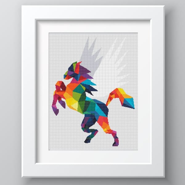 137 - Rainbow Pegasus - Cross Stitch Pattern