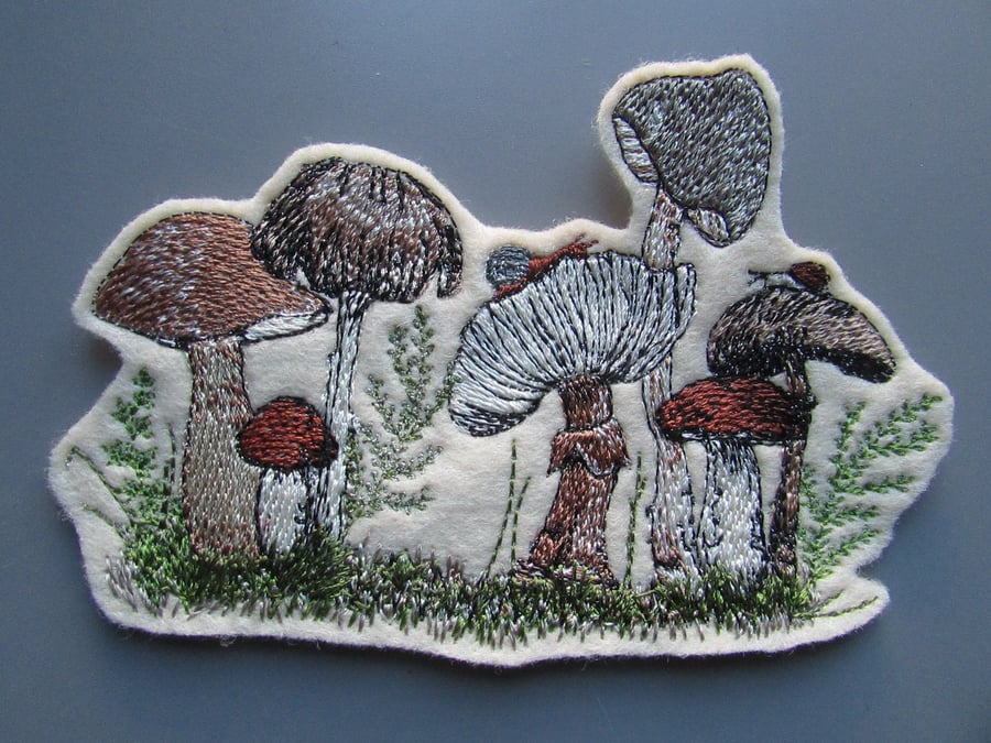 Toadstool Fungi Mushroom Embroidered Sew on Applique Patch