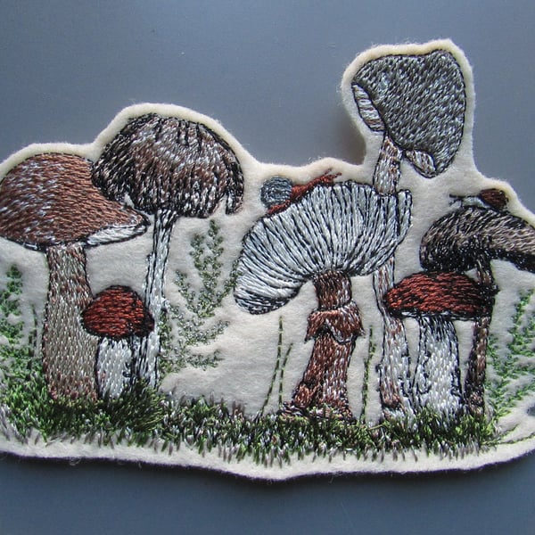 Toadstool Fungi Mushroom Embroidered Sew on Applique Patch