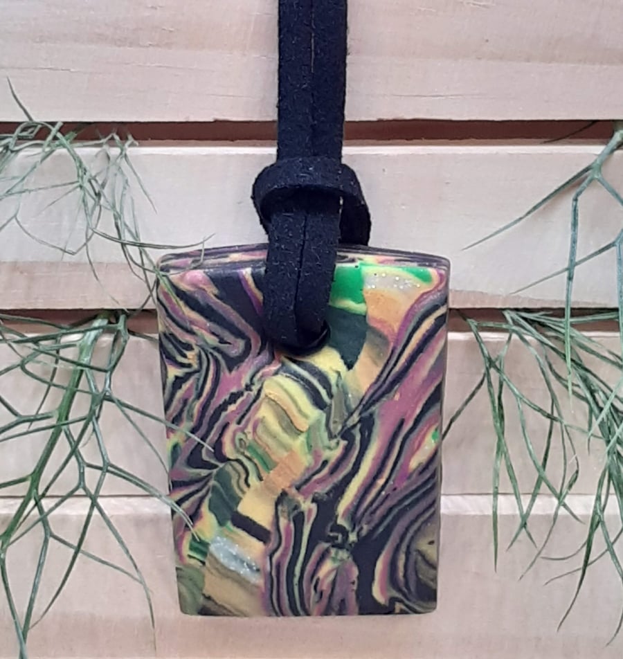 Rectangular polymer clay pendant