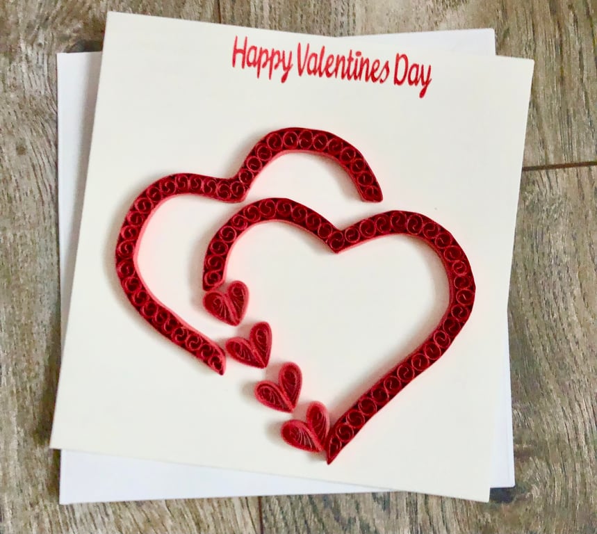 Stunning handmade quilled heart valentines card