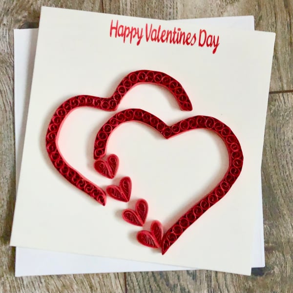 Stunning handmade quilled heart valentines card