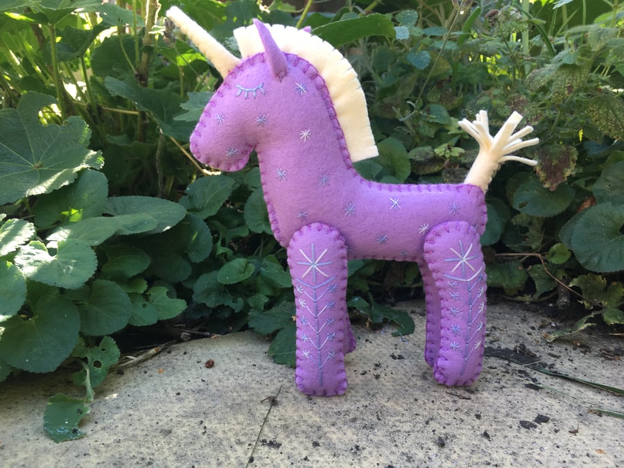 The Little Hand Embroidered Purple Unicorn