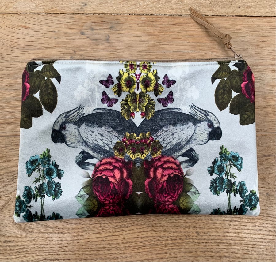 Velvet cockatiel zip pouch