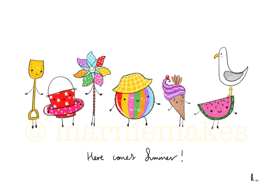 Here Comes Summer! -A5 Giclee Print