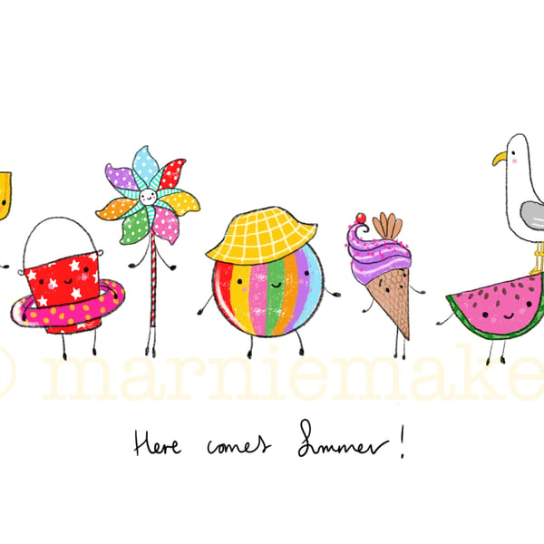 Here Comes Summer! -A5 Giclee Print