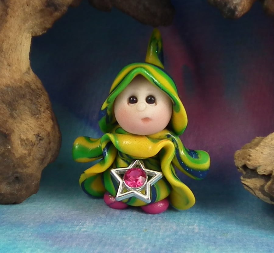 Tiny Magical Gnome 'Polly' with jewelled star OOAK Sculpt