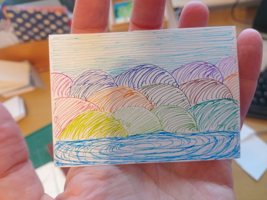 Original Aceo coloured fineliner drawing illustration 