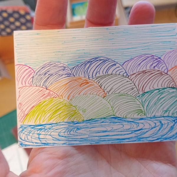 Original Aceo coloured fineliner drawing illustration 