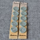 DESTASH: 10 Vintage Pale Green Stripe Jason Buttons on Original Card