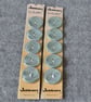 DESTASH: 10 Vintage Pale Green Stripe Jason Buttons on Original Card