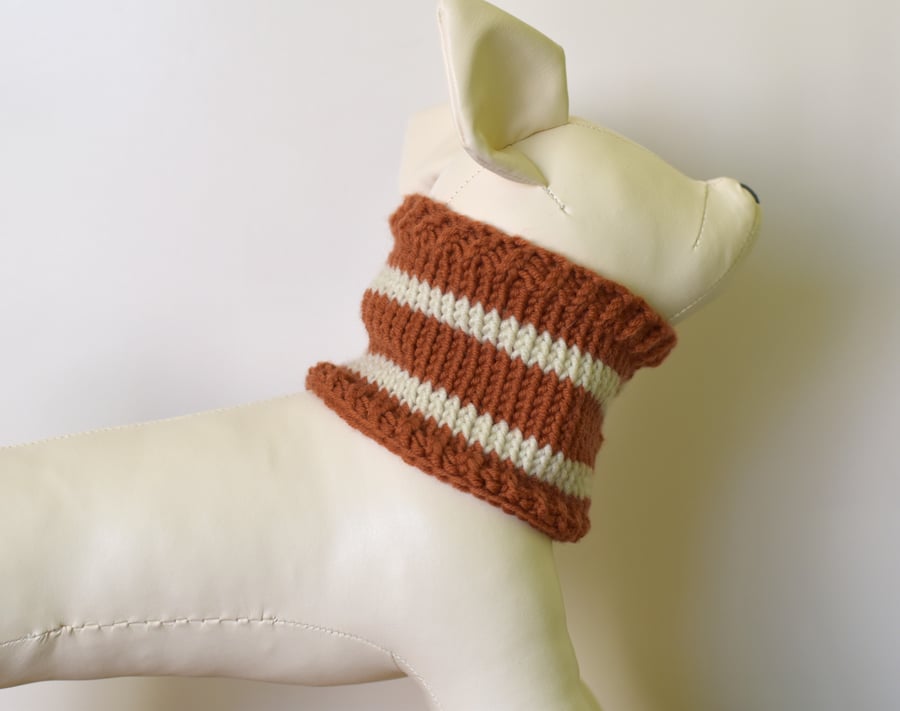 Hand Knitted Merino Wool Dog Snood - Striped neck Warmer for Dogs