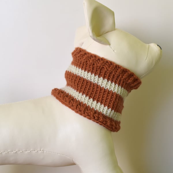 Hand Knitted Merino Wool Dog Snood - Striped neck Warmer for Dogs