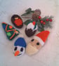 Set of 5 Christmas Tree Decorations, Christmas, Knitted Tree Decorations, Bauble - Image 1