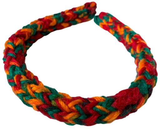 Knitted Headband Alice Hair Band Handmade repurposed materials Red Orange Green