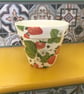 Handcrafted decoupaged "Strawberry and bee" design 130mm terracotta flower - Image 3