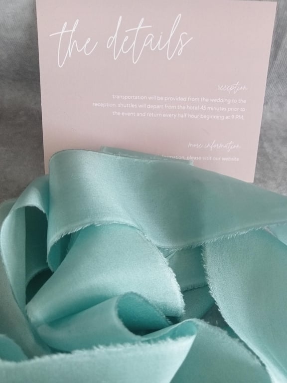 Hand Dyed Blue Green Silk Ribbon: Bridal Bouquet Ribbon, Stationery, Cake Decor