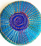 38mm Badge Hand Dyed Fabric Floral badge with Free Machine Embroidery 