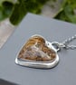 Sterling Silver Plume Agate Heart Gemstone Necklace - JBJ2064