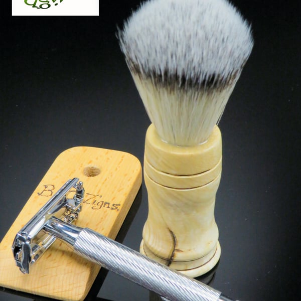 Handcrafted Ash wood Shaving Brush with Silvertip Knot (SKU-SB03
