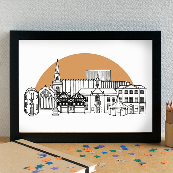 Prescot Skyline Art Print