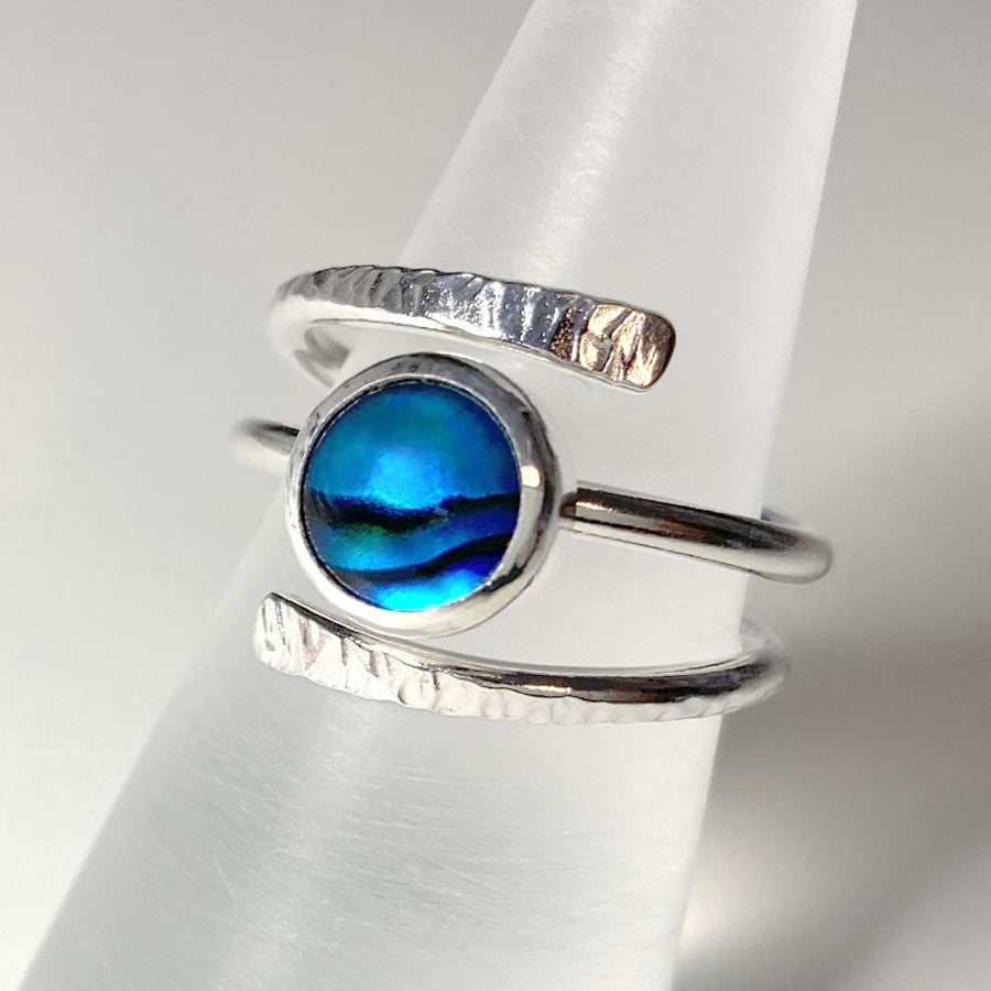 Blue Paua Shell Satellite Ring