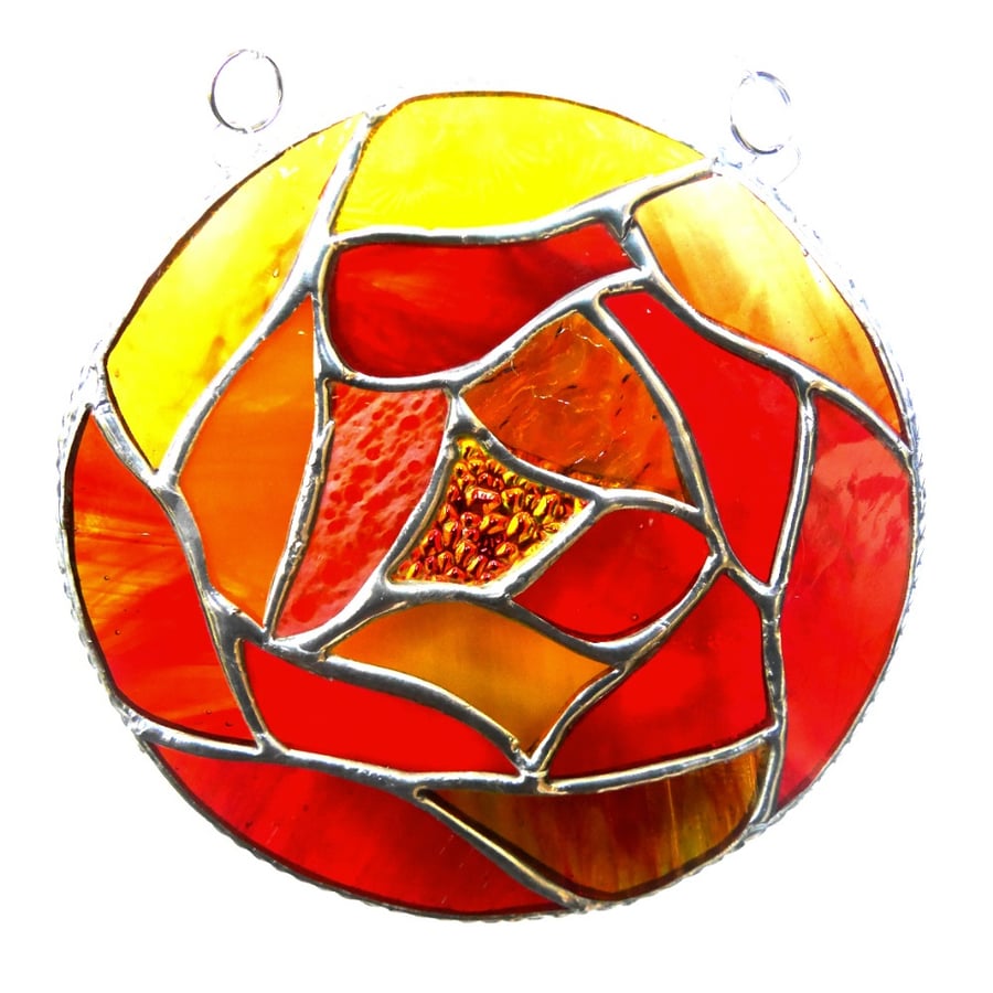 Fire Ball Suncatcher Autumn Leaves Stained Glass