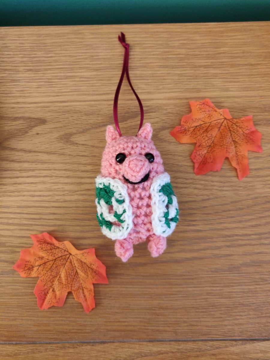 Pig in Blanket crochet Christmas decoration, Hanging Christmas decor