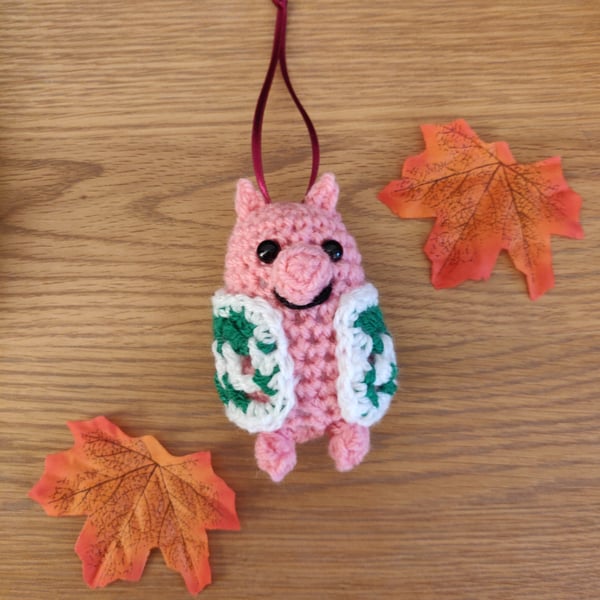 Pig in Blanket crochet Christmas decoration, Hanging Christmas decor