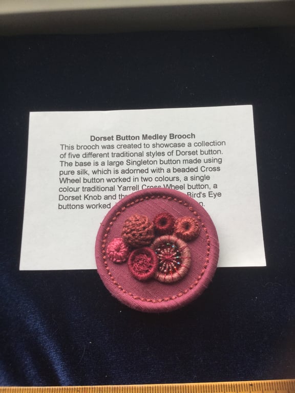 Dorset Button Medley Brooch, Mauve