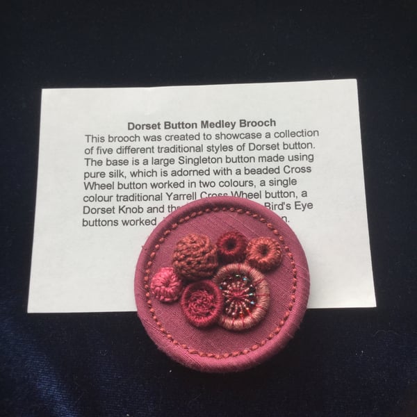 Dorset Button Medley Brooch, Mauve