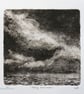 Hazy Horizon OOAK monoprint black and white coastal beach scene