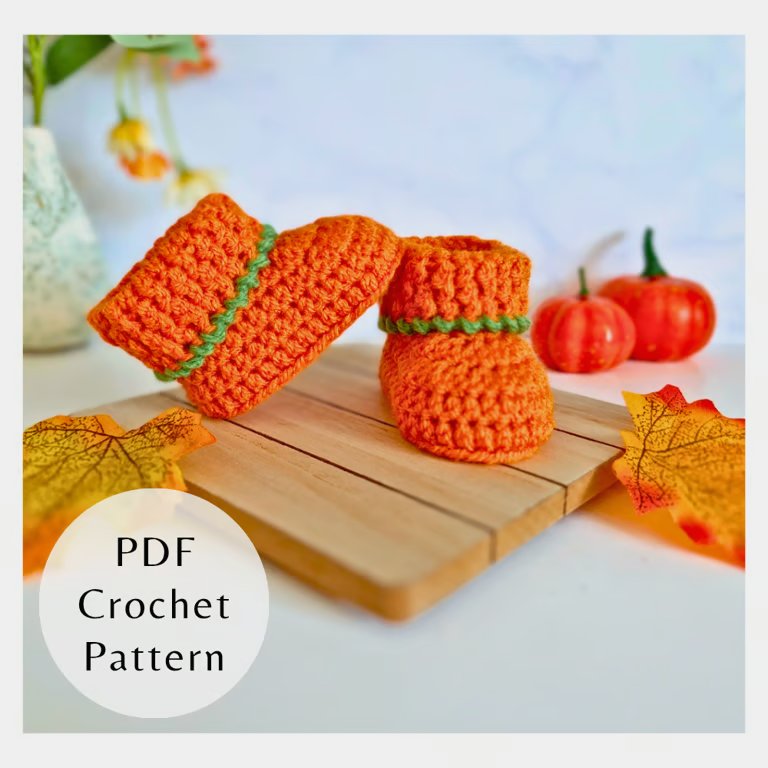 Crochet Pattern - Pumpkin Baby Booties in US Terms