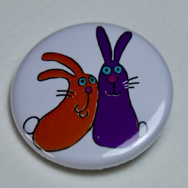 CUTE RABBITS BUTTON BADGE